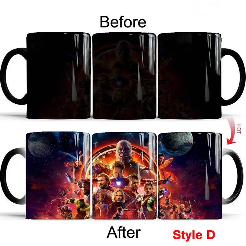 Style D Mug Новинка 350 мл Супер Герои Мстители 4: волшебная меняющая цвет кружка керамические кофейные кружки лучший подарок для ваших друзей Прямая - Цвет: Style D Mug