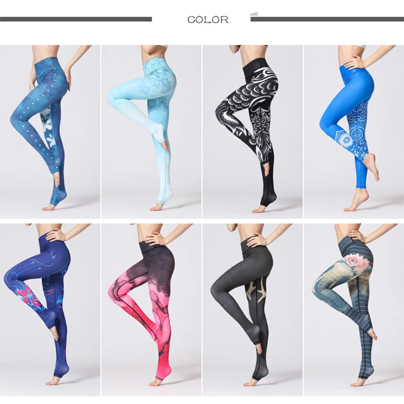 Tanie Spodnie sportowe do jogi szczupłe, wysokie talie legginsy sportowe Vintage Gym Girls elastyczny nadruk rajstopy bieganie kontrola brzucha Booty