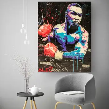 

1 panel frame "boxing Mike Tyson" abstract wall Art oil painting poster canvas painting print for living room bedroom home decor