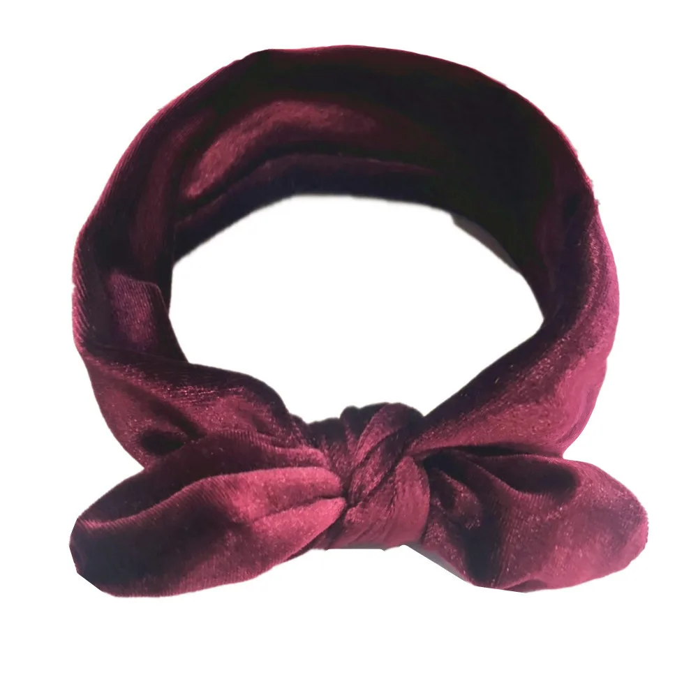 2020 Baby Hairband Soft Baby Girls Kid rabbit ears gold velvet birthday Headband Turban Baby Girls Bow Headband