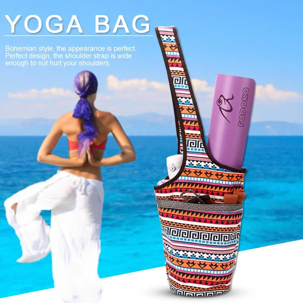 Новая сумка для Йога-коврика удобный коврик для йоги рюкзак Водонепроницаемый рюкзак напечатанный холст сумка для принадлежностей Пилатес сетка регулируемый ремень