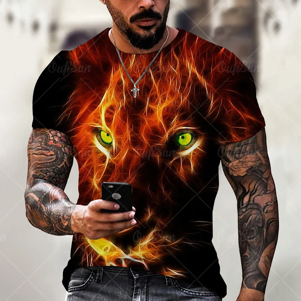 2021 New Fashion Cool T-shirt For Men’s 3D T-shirt Printing lion Short Sleeve Summer Shirt Printing T-shirt