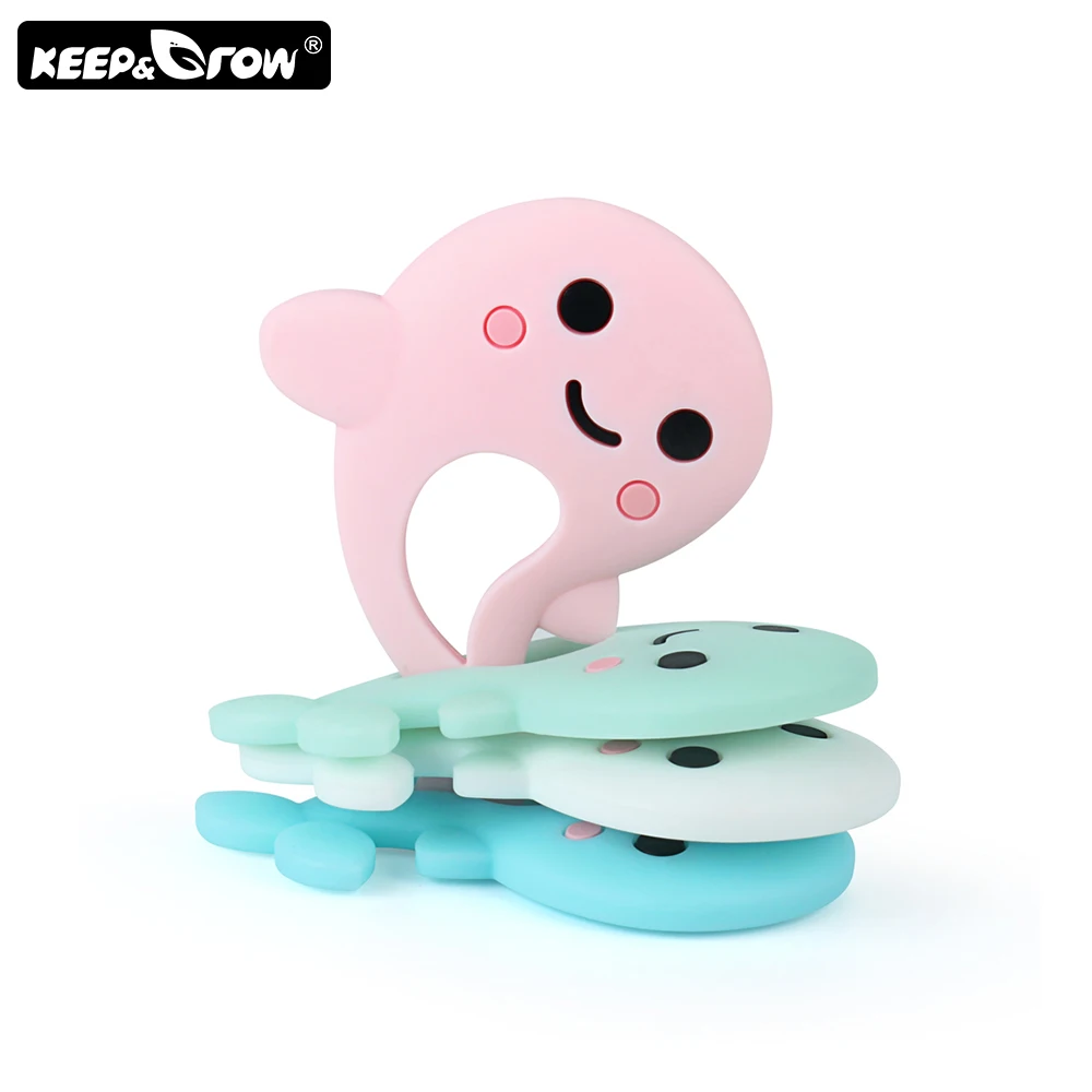Keep& Grow 10 шт. Силиконовые Детские Прорезыватели Дельфин DIY ожерелье аксессуары для изготовления BPA бесплатные Силиконовые бусы для прорезывания зубов игрушки детские товары
