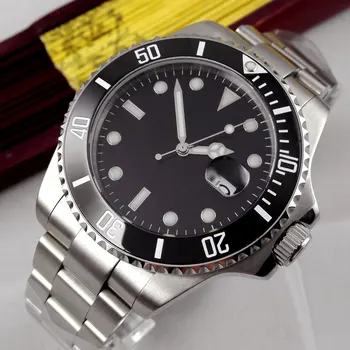 

40mm Sterile Dial Sapphire Glass Luminous Date NH35 Automatic Movement Mens Watch