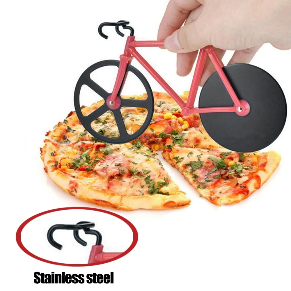Creative Bicycle Pizza Cutter Wheel Stainless Steel Plastic Bike Roller