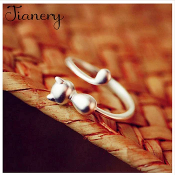 

JIANERY Bohemian Vintage 925 Sterling Silver Cat Rings For Women Men Engagement Rings Girls Party Gifts Anillos 2019