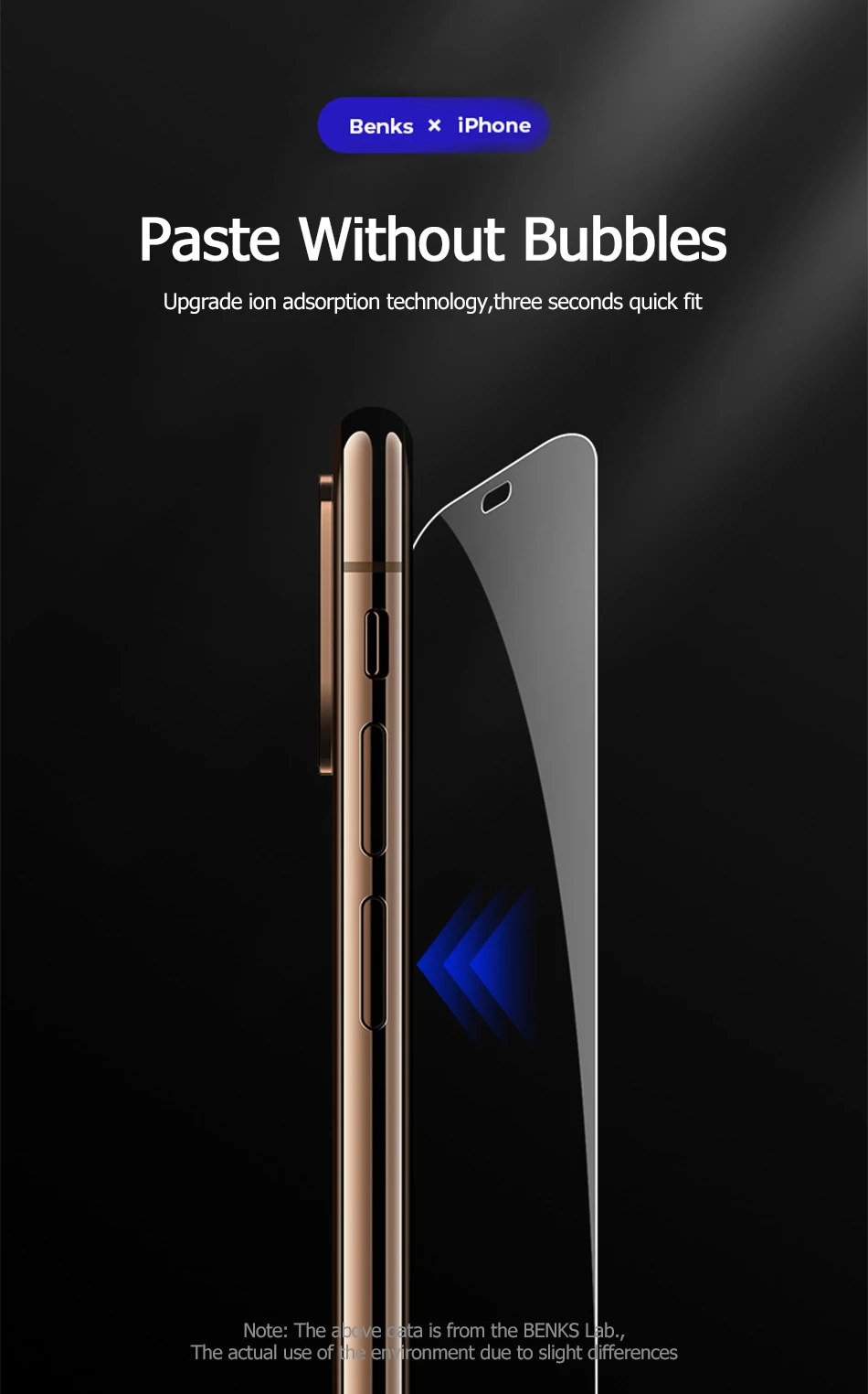 Benks OKR Tempered Glass Film 0.3mm For iPhone 11 Pro Max Full Cover Anti Blue Screen Protector AGC 9H Bubbles Free Glass Front (7)