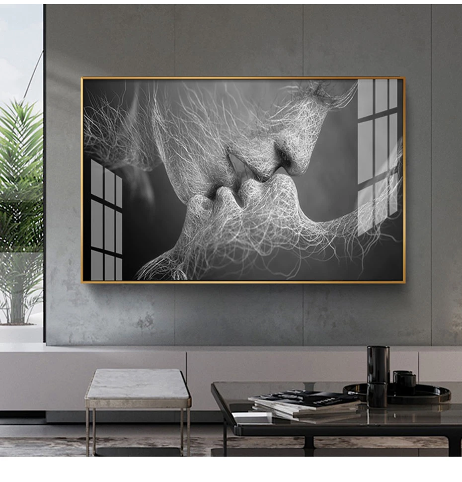 Abstract Women Painting Black And White Art Decor Large Poster & Canvas Picture 