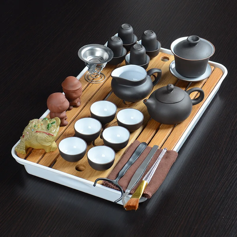 Qie hu Ding Travel Bag Tea Set Bamboo Tea Tray Kung Fu Tea Set-Logo Customizable