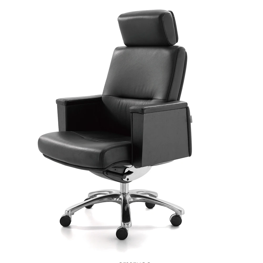 

Comfortable Lying Gaming Chair with Headrest High Quality Cowskin Leather Executive Chair for Computer Game Office Furniture