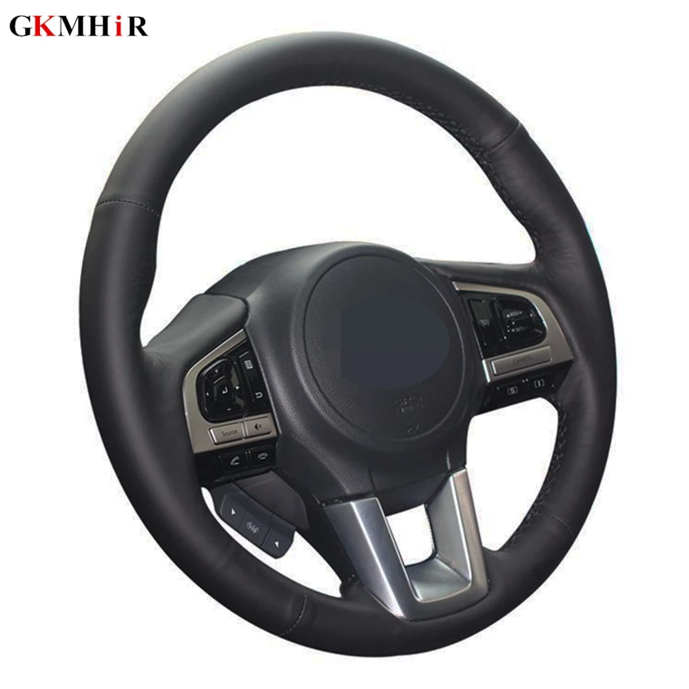 DIY Black Artificial Leather Car Steering Wheel Cover For Subaru Legacy