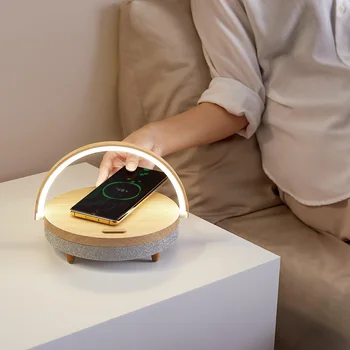

Bedside Music Lamp Wireless Charging Dimmable Bluetooth Speaker Night Lights Motion Sensor Night Light Auto On/Off