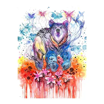

Colorful Grizzly Butterfly Diamond Painting Cartoon Round Full Drill Animal Nouveaute DIY Mosaic Embroidery 5D Cross Stitch gift