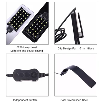 

Aquarium Light For Fish Tank Planted Aquarium 10W LED Light Anti-Fog Clip-On Lamp new