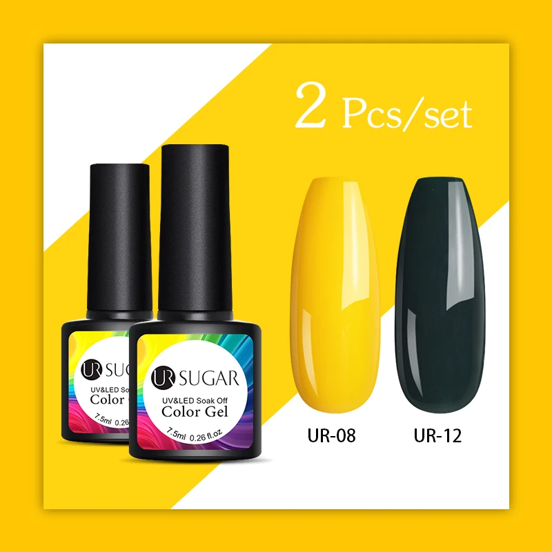 2pcs Ur Sugar 2 шт Блестящий УФ-гель набор розовый Красный Цветной Гель-лак для ногтей Гибридный полуперманентный впитывающий гель для ногтей маникюрный лак - Цвет: 2pcs