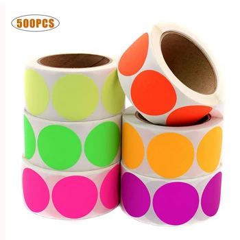 

500PCS Color-code Dot Labels on Sheets Stickers Scrapbooking Commodity Code Variety Pack Stationery Round Shape Chroma Stickers