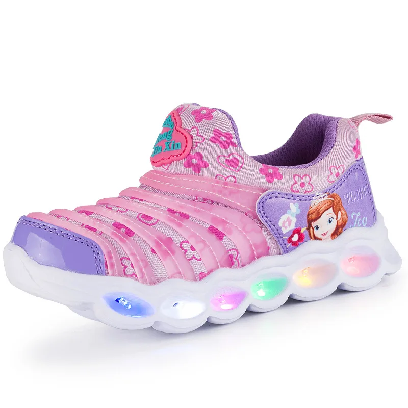 Pink purple Детская обувь для девочек; Кроссовки для мальчика; zapatillas; детская обувь с подсветкой; обувь для маленьких девочек; спортивная светящаяся обувь; buty chaussure tenis infantil - Цвет: Pink purple