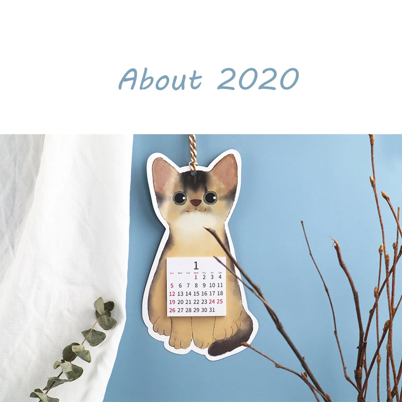 2020 настенный Настольный календарь милый кот мультфильм мини портативный