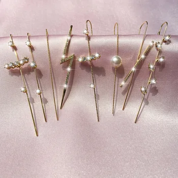 

Zircon Crystal Piercing Ear Wrap Crawler Hook Earrings for Women Unique Stylish Rhinestone Hoop Earrings 2020 Fashion Jewelry