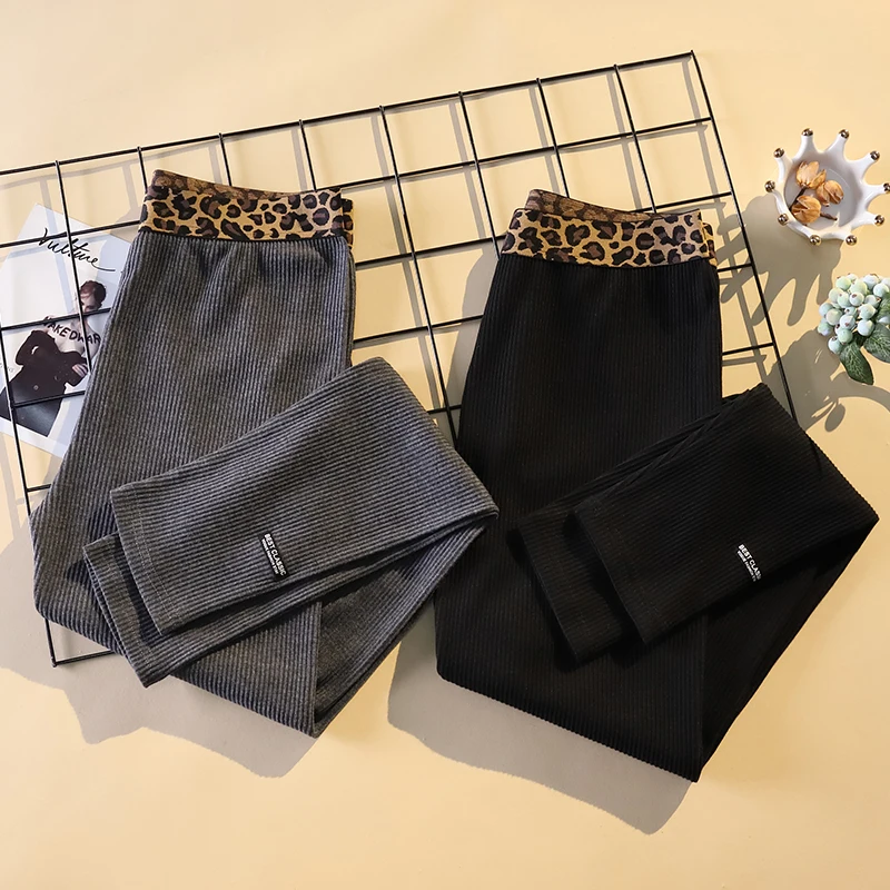 Large Plus Size Women Leopard Leggings Skinny Pants Kawaii Cute Rib Legins Girls Comfort Spandex High elasticity Ladies Leggings