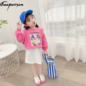 

Gooporson Fall Little Girls Clothing Set Cartoon Vest&long Sleeve Sweatshirt-dress Korean Kids Clothes Spring Girl Outfits