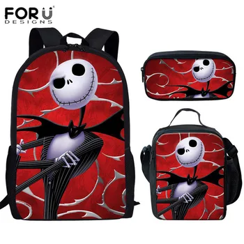 

FORUDESIGNS Gothic Before Marry Christmas Design Children Backpack Sets for Primary School Teens Lightweight SchhoolBags Mochila