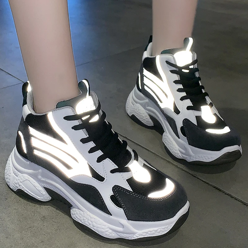 

Women Shoes Sneakers Women Vulcanize Shoes Reflective High Top Sneakers Women Chunky Sneakers Platform Dad Shoes Tenis Feminino