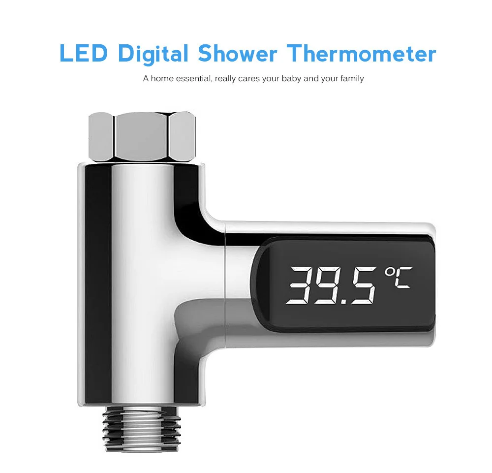 Best Quality  LW-101 LED Display Home Water Shower Thermometer Flow Self-Generating Electricity Water Temperture 