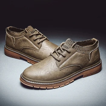 

Men leather shoes High Quality Elastic band Fashion design Solid Tenacity Comfortable Men's shoes trend wild casual tide shoes