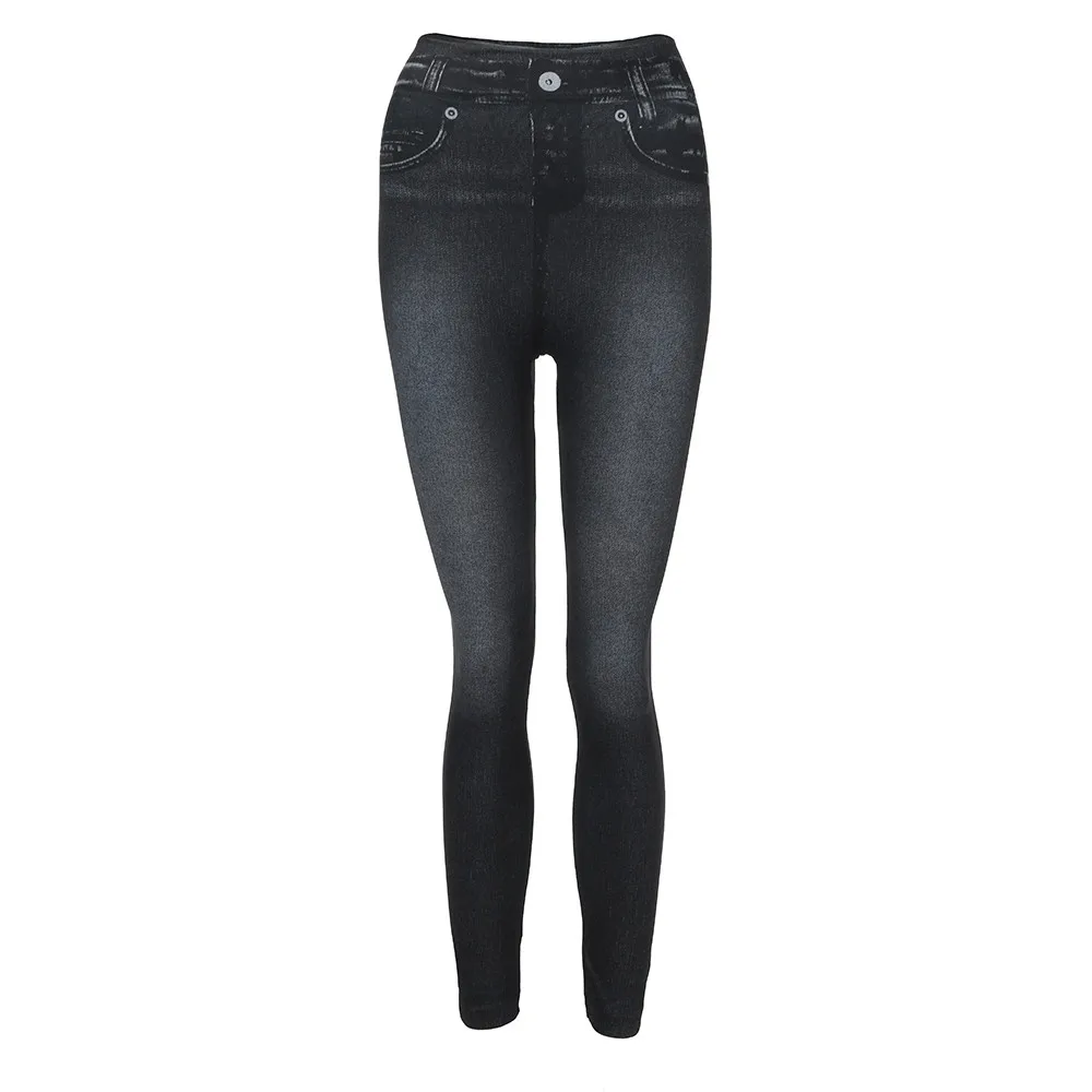 Женские зимние бесшовные леггинсы с флисовой подкладкой, джинсовые узкие брюки-карандаш, женские повседневные леггинсы с высокой талией, имитация джинсов@ B10