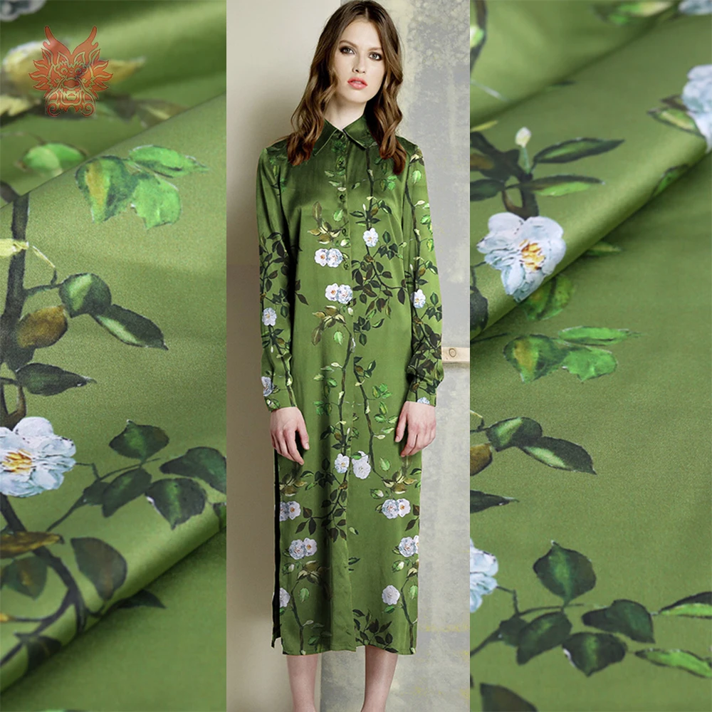 Французский элегантный цифровой печатный весна осень тяжелый 19 мм спандекс шелк ткань стрейч ткань для женщин вечернее платье tissus SP5935