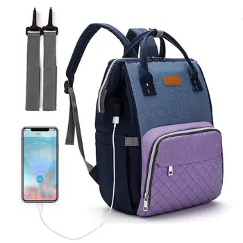 

Multifunctional Baby Diaper Mummy Backpack Large Capacity USB Port Nappy Bag X5XA