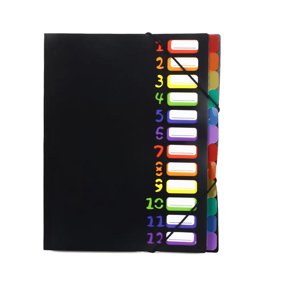 

A6 Document Folder Multifunctional Universal 12 Grids Rainbow Color File Holder Manager A6 Document Bag Business Stationery