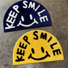 

High Quality Cartoon Simple Smile Door Mats Coral Velvet Carpet Humorous Funnly Entrance Indoor Floor Mat Non-slip Doormat Rug