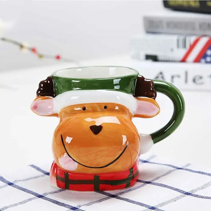 Durable Portable Cute Print Ceramics Mug With Lid, Not With Lid Cup Home 301-400ml Drinking Home, Office Cup