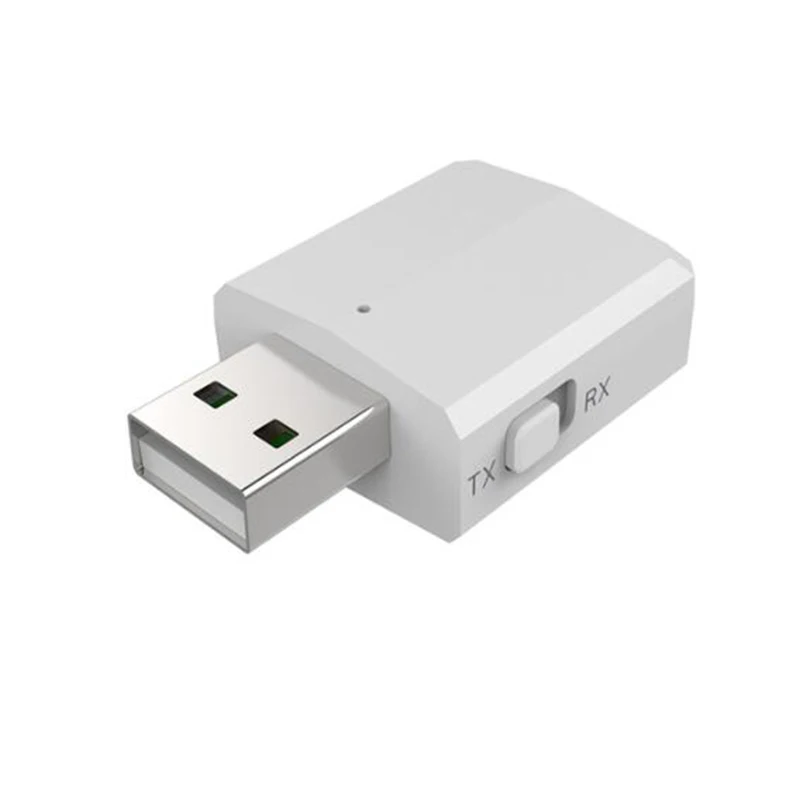 Белый USB Bluetooth 5,0 адаптер передатчик ТВ приемник 3 в 1 Bluetooth Беспроводные адаптеры для ПК автомобильный комплект с кнопкой переключения - Цвет: Белый
