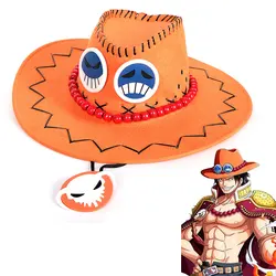 Chapeau de pirate Portgas D Ace pour hommes et femmes adultes, casquette de Cowboy, pare soleil Cool, chapeau Orange de dessin animé 