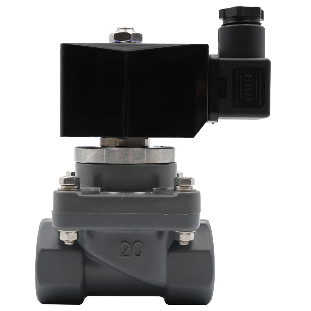 НПВХ/ХПВХ антикоррозийный нормально закрытый Соленоидный клапан, DN15-50 антикоррозийный защитный энергосберегающий электросоленоидный клапан, 0,1~ 6 ба