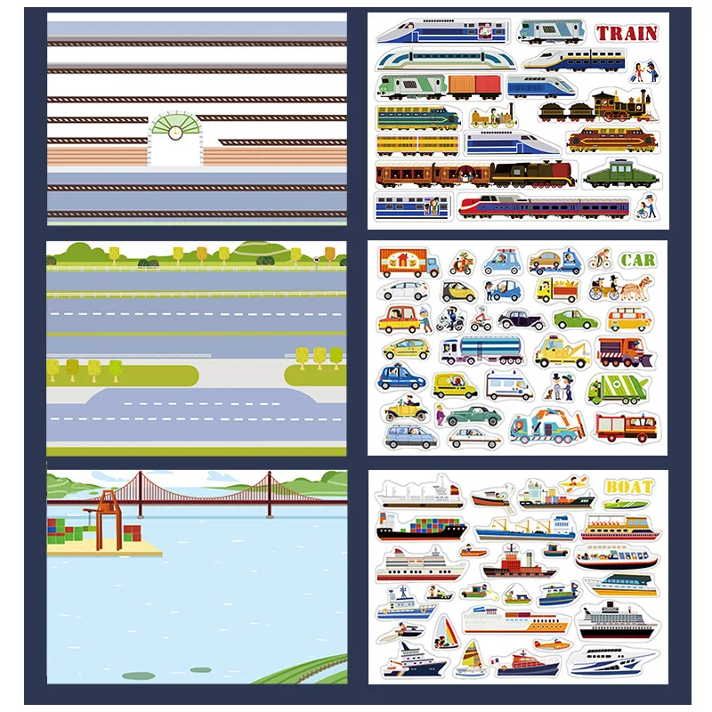 Многоразовый Набор наклеек игровой коврик коллекция детские развивающие игрушки для детей подарок пазл Съемный Фон сцены настольная игра