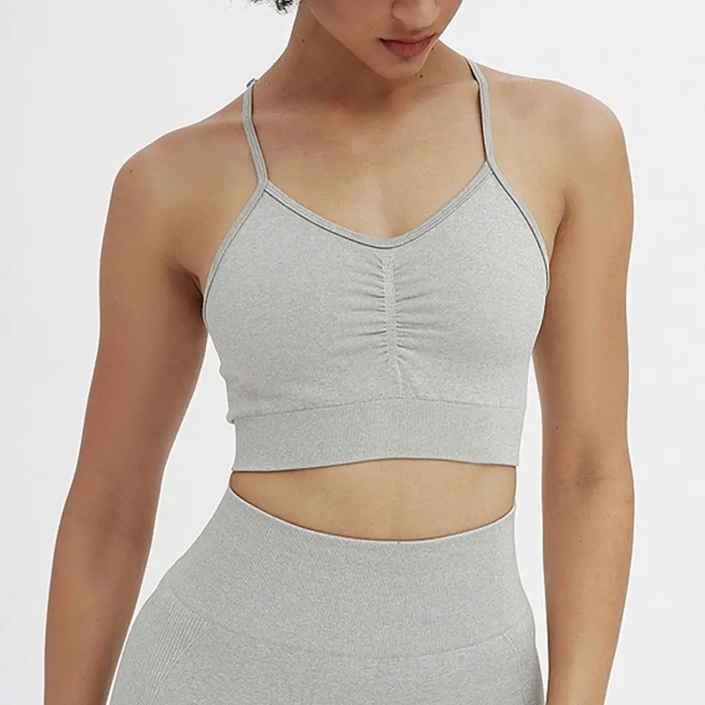 

Seamless Yoga Set Sports Bra Leggings Fitness Sportwear Sleeveless Solid Color Running Gym Clothes Set Workout Yoga Suit