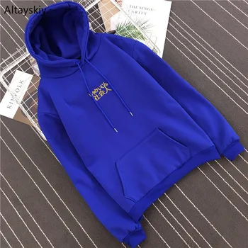 

Hoodies Women Hooded Pockets Leisure Thicker Warm Soft Ulzzang Korean Style Pullovers Womens Daily BF Hip Hop Sweatshirts New