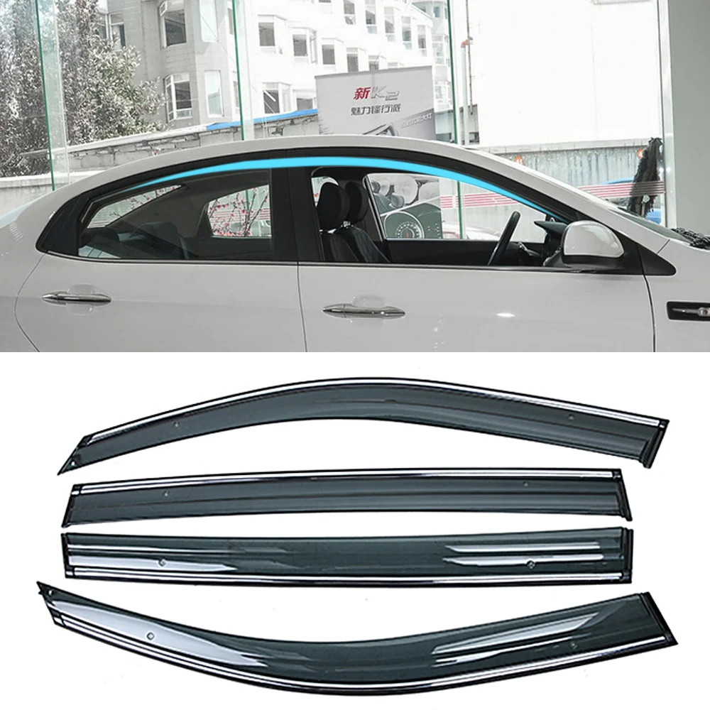 

For KIA RIO/Pride Hatchback 2011-2017 Car Window Sun Rain Shade Visors Shield Shelter Protector Cover Frame Sticker Accessories