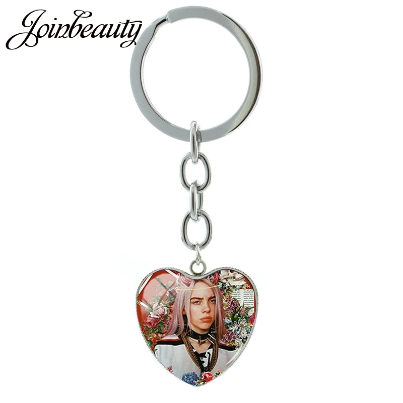 JOINBEAUTY в форме сердца Горячая Billie Eilish фото брелок стеклянный купол для ключа подвесные аксессуары для сумок DIY вентиляторы подарок HB01 - Цвет: HB45