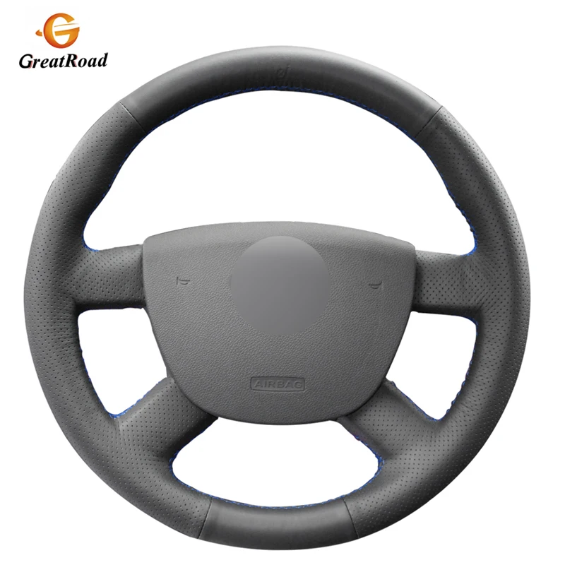 Рука сшитый черный кожаный чехол на руль для Ford Kuga 2008-2011 Focus 2 2005-2011 C-MAX 2007-2010