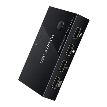 

NEW Switch 2 In 4 Out Switcher 2 Monitors Sharing USB Printer Sharing Device For Various USB Devices For Keyboard Mouse #B