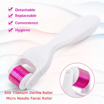 

Replaceable Roller Heads Derma Roller Cosmetic Needling Instrument for face,600 Titanium Micro Needle Microdermabrasion Roller