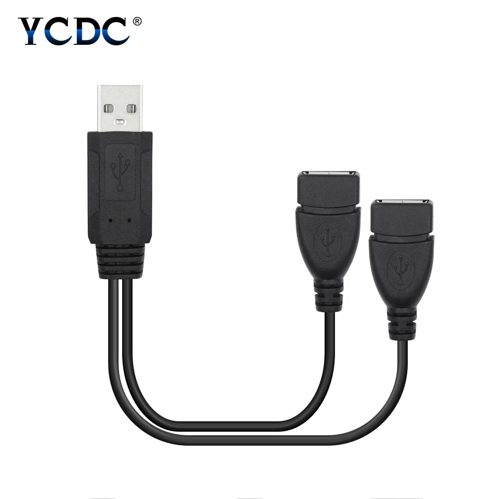 Черный usb кабель для зарядки USB 2,0 A папа-двойной USB 2,0 A Женский адаптер питания кабель для зарядки данных для mp3-плеера HDD SSD планшета