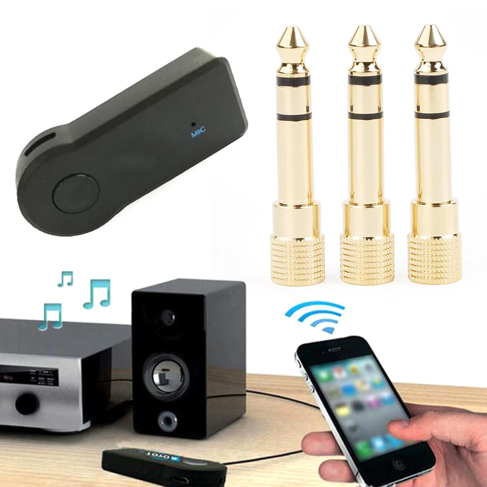 New 3.5mm Female Jack To 6.5mm Male Plug Stereo Headset Jack Headphone Car Wireless Bluetooth Microphone Audio Adapter Converter