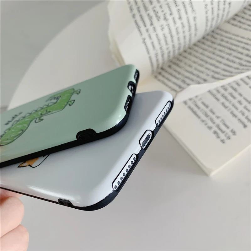 Мультяшный чехол для телефона с изображением Сиба ину и динозавра для iPhone 6, 6s, 7, 8 Plus, X, XS, XR, XSMax 11 Pro MAX, мягкий силиконовый чехол из ТПУ