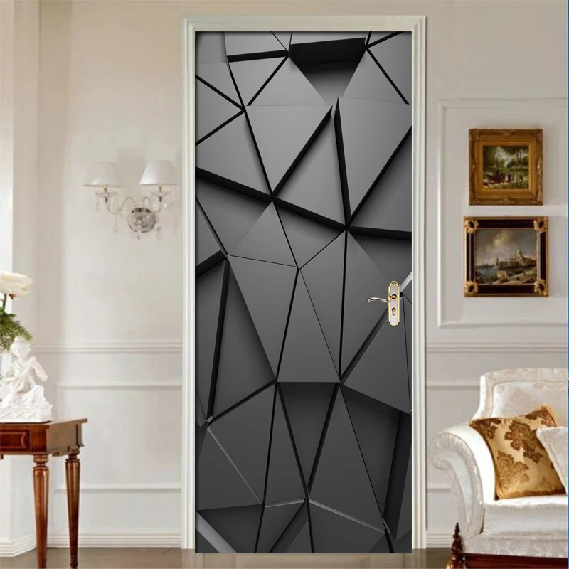 Самоклеющиеся украшения для дома 3d дверь стикер геометрические водонепроницаемые обои печать картины на стену Ремонт для гостиной